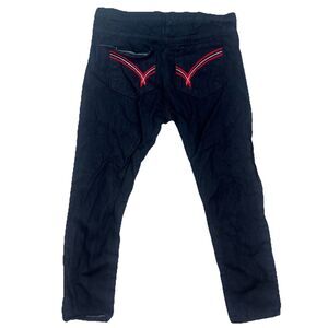 Qruel Baggy Jeans Mens 42x32 Wide Leg Hip Hop Grunge‎ Y2K Embroidered Skater